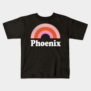 Phoenix, Arizona - AZ Retro Rainbow and Text Kids T-Shirt